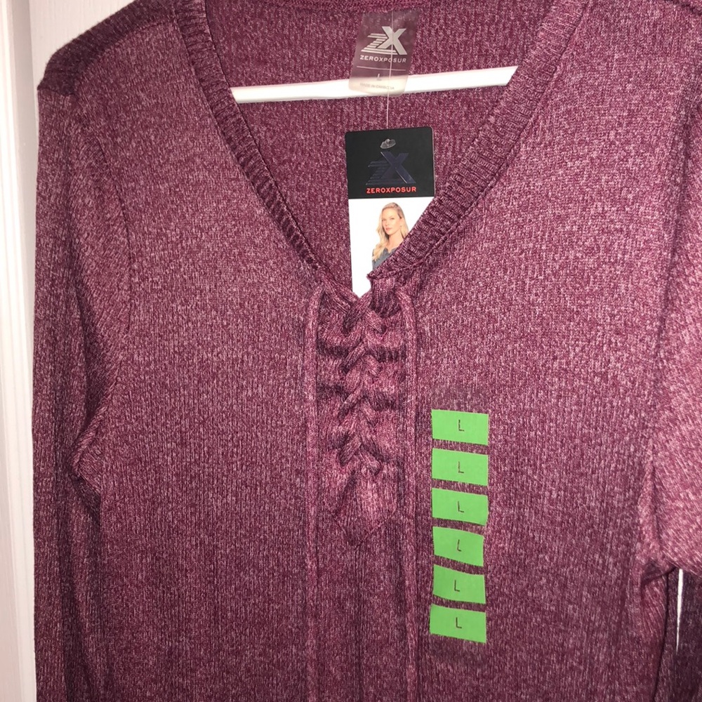 zero xposur lace up front sweater - Picture 2 of 3